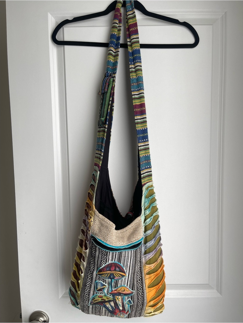 Rising International Cotton Boho Mushroom Patchwork Hobo Fairycore Festival Bag - Picture 3 of 7